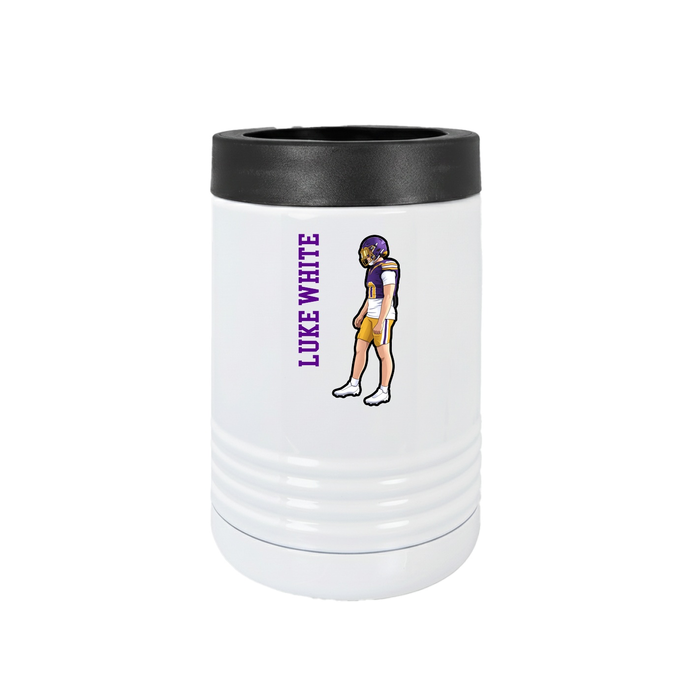 Beverage Holder — Name Vertical in White