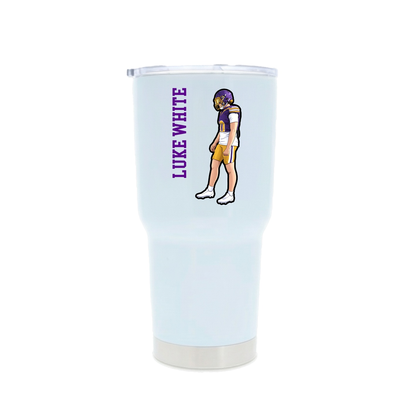 30oz Stainless Steel Tumbler — Name Vertical in White