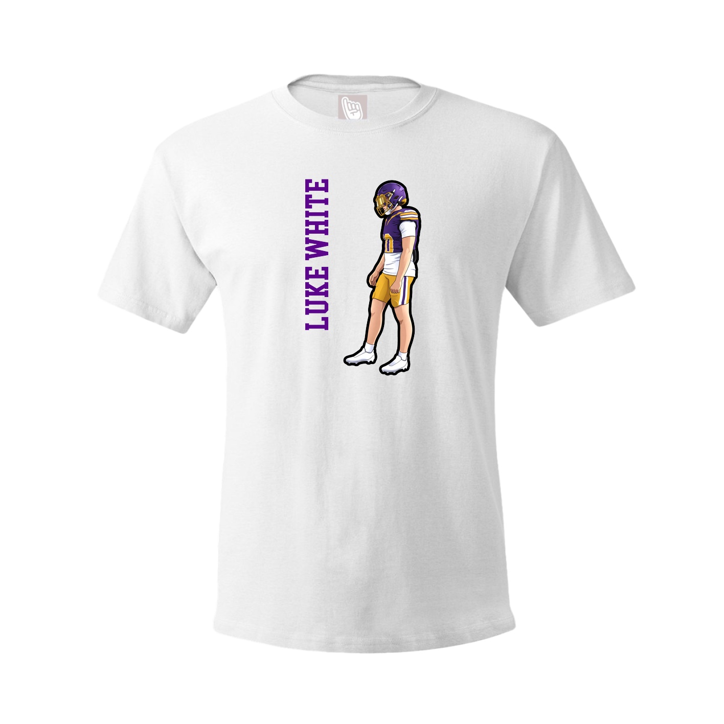 Youth Tee — Name Vertical in White