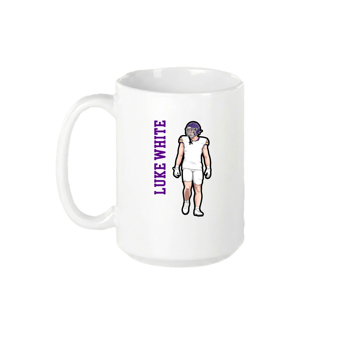 15oz Coffee Mug — Name Vertical in White
