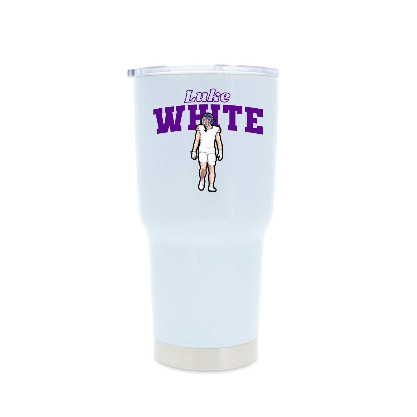 30oz Stainless Steel Tumbler — Name Arch in White