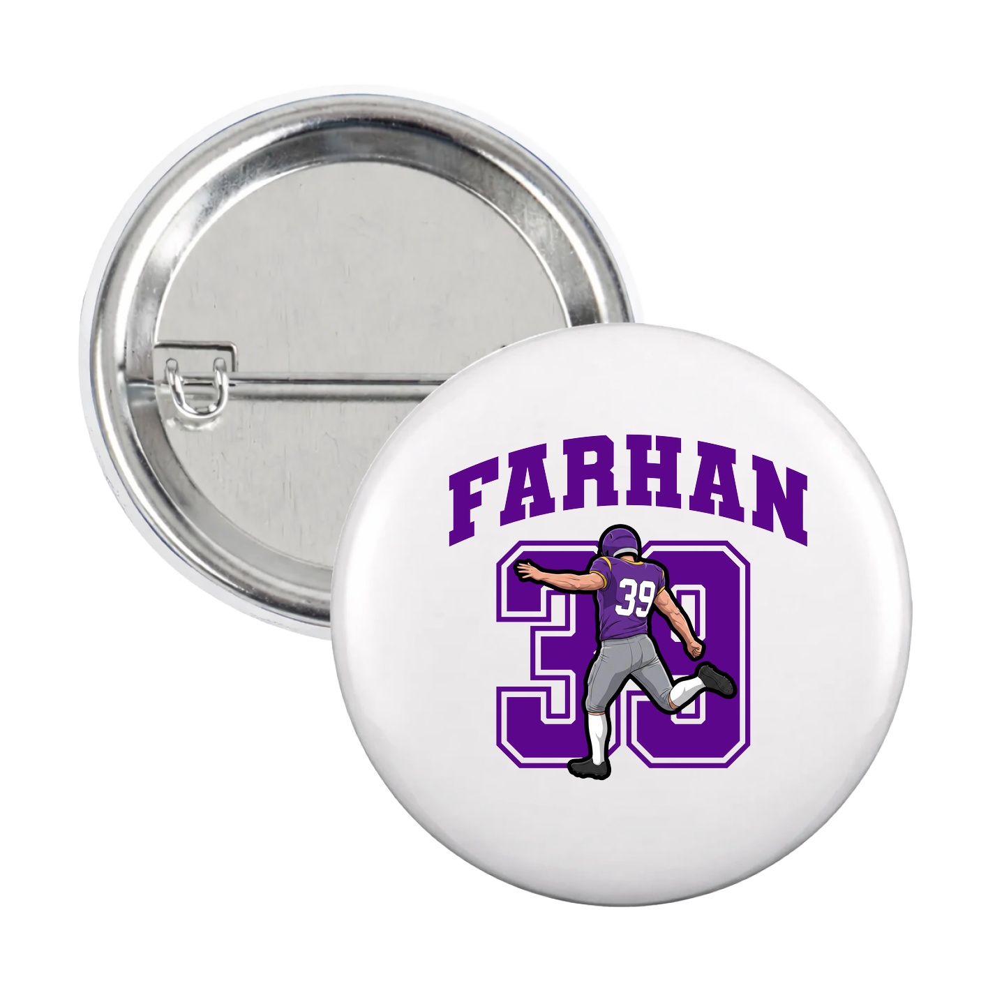 Game Day Button — Number in White