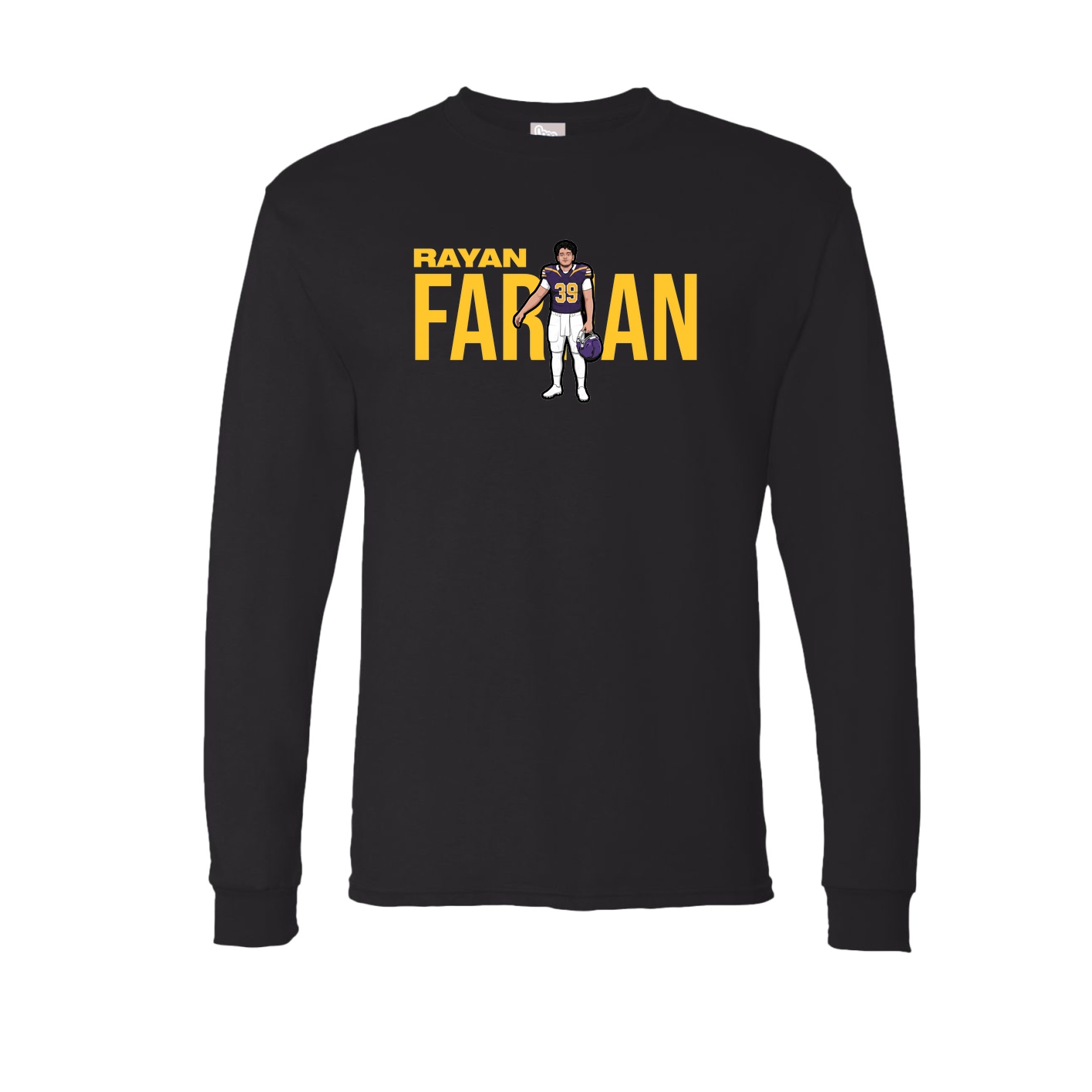 Long Sleeve Tee — Player Name in Black