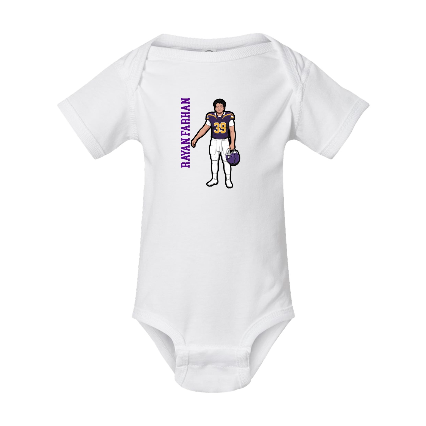 Baby Onesie — Name Vertical in White