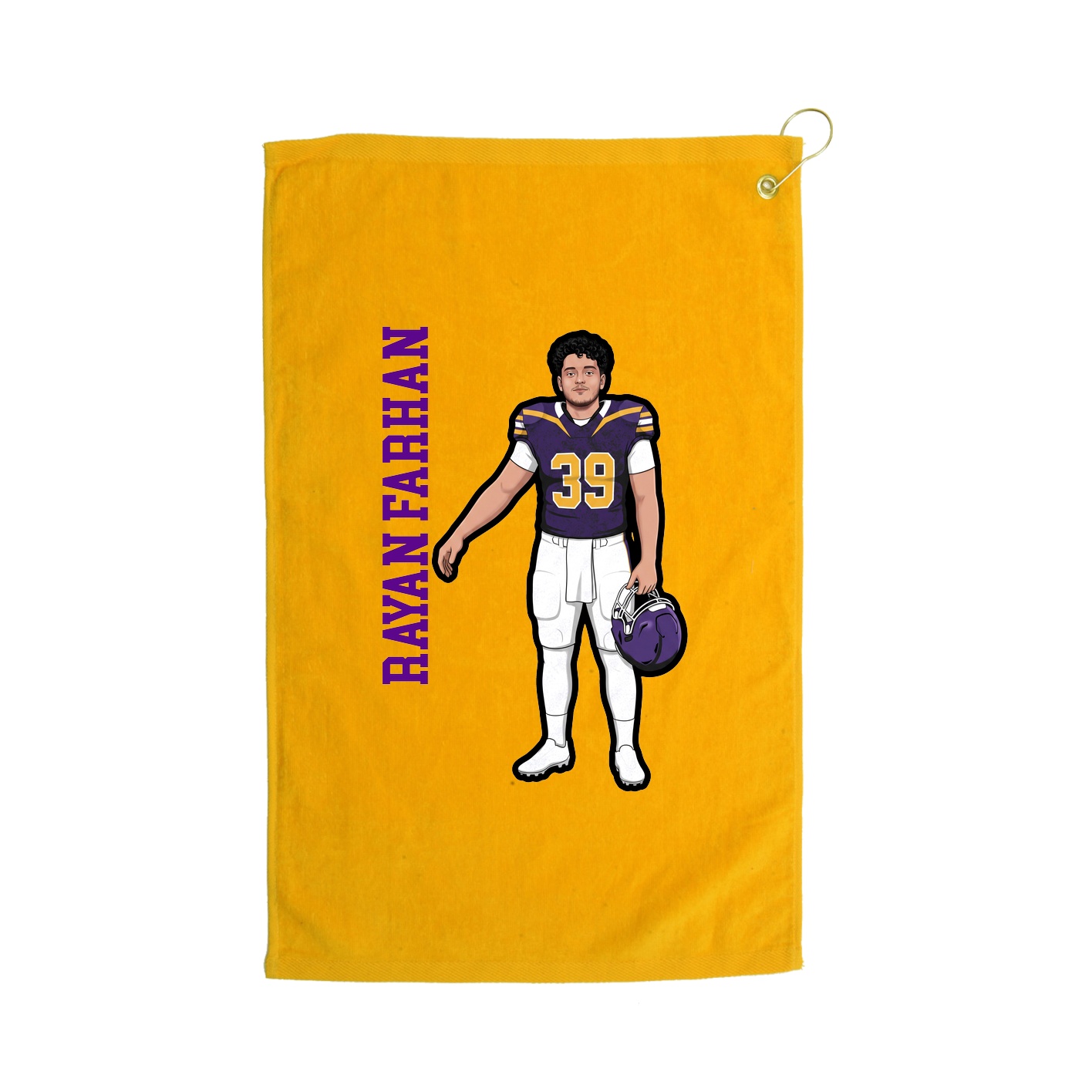 Golf Towel — Name Vertical in Gold