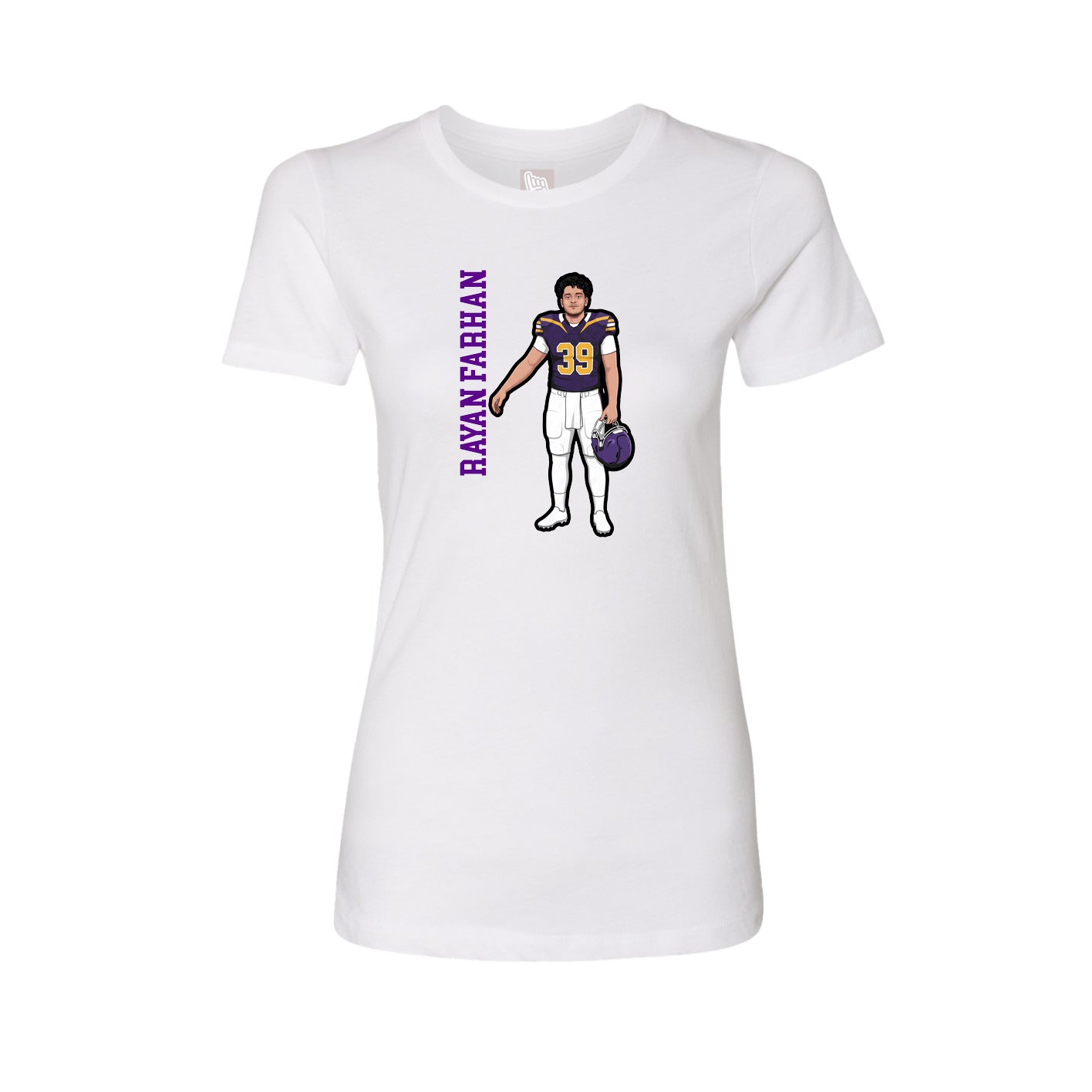 Fitted Women's Tee — Name Vertical in White