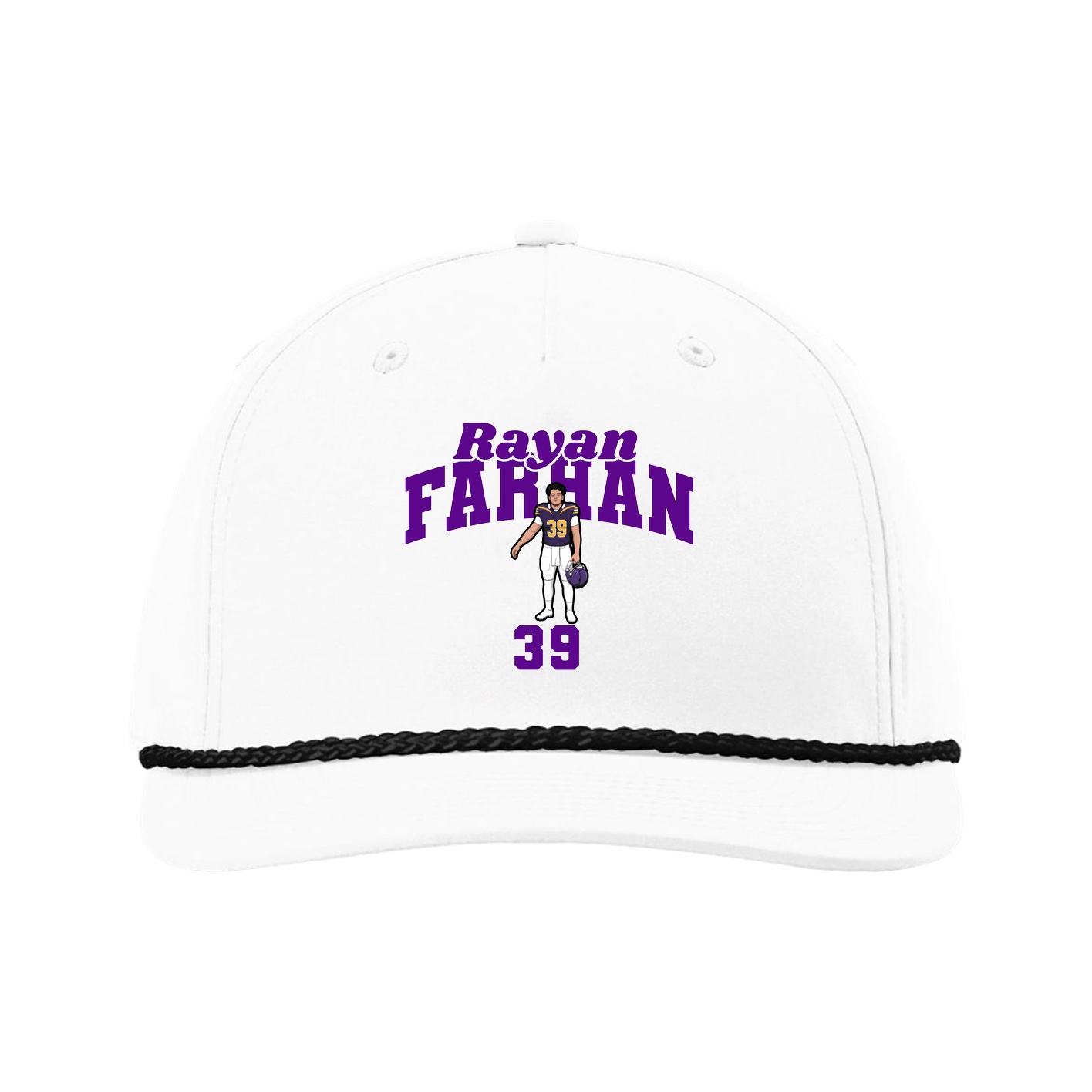 Five-Panel Classic Rope Cap — Signature Arch in White