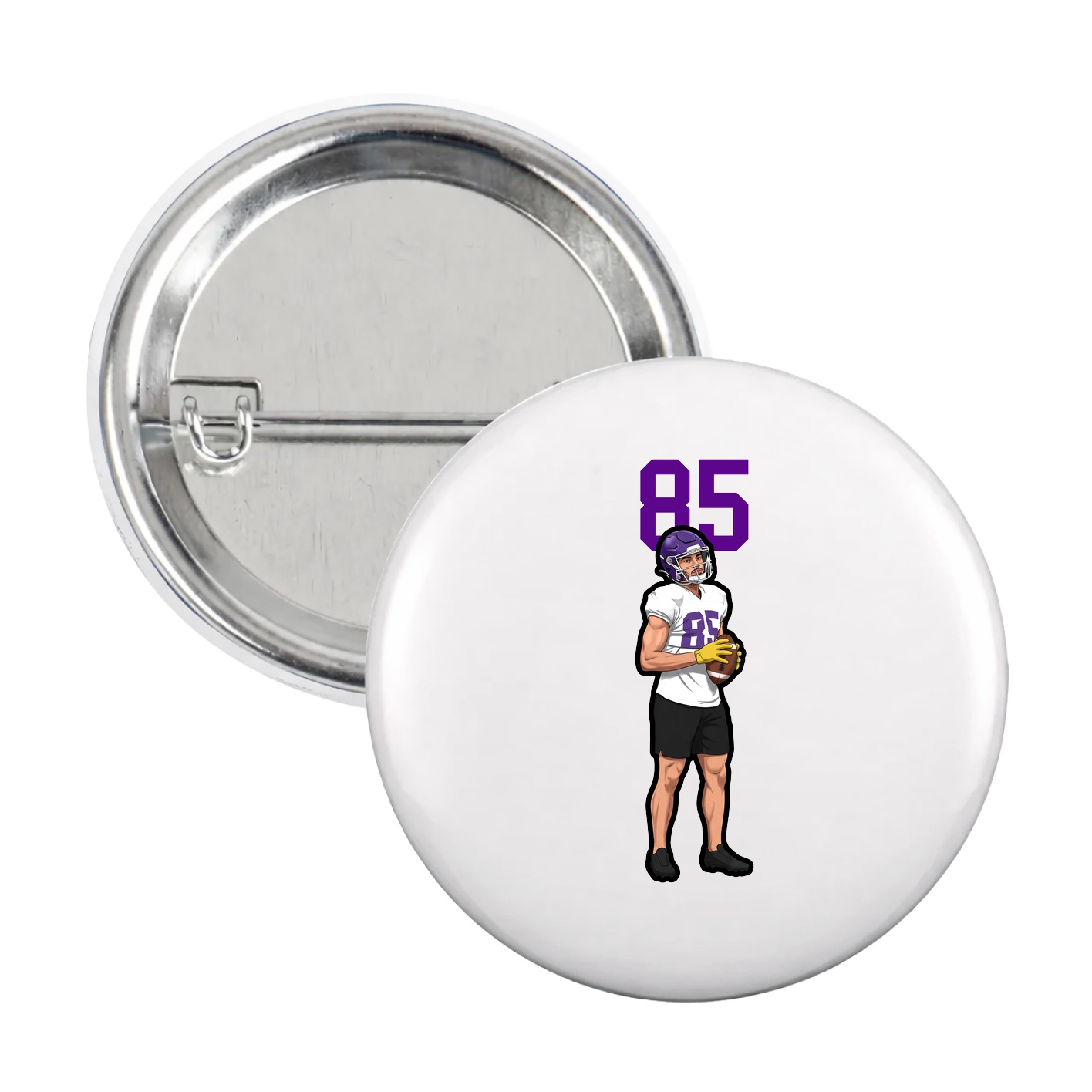 Game Day Button — Number Top in White