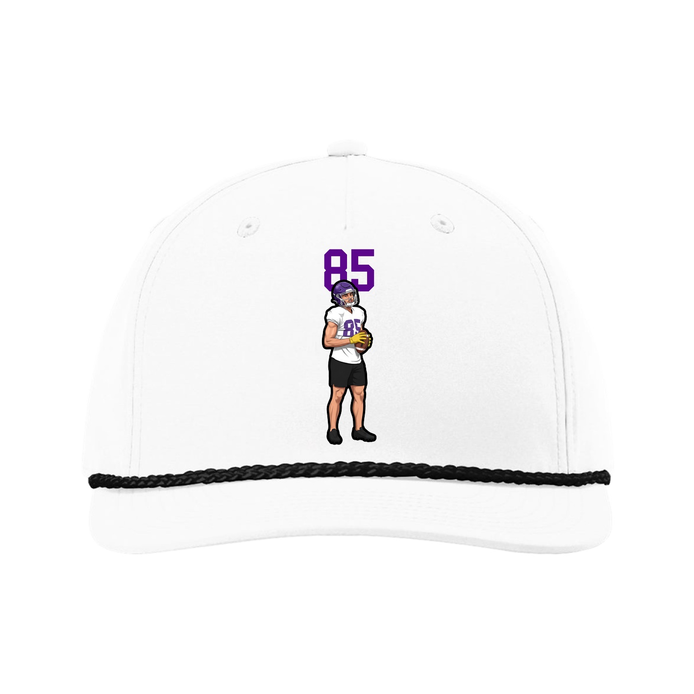 Five-Panel Classic Rope Cap — Number Top in White