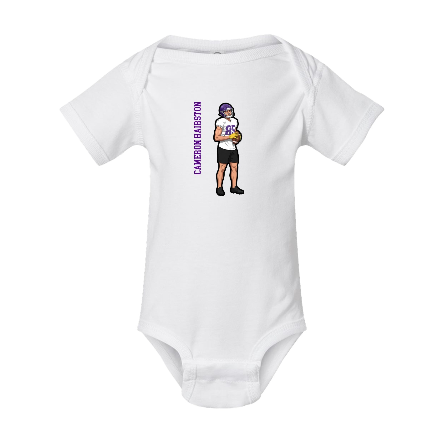 Baby Onesie — Name Vertical in White