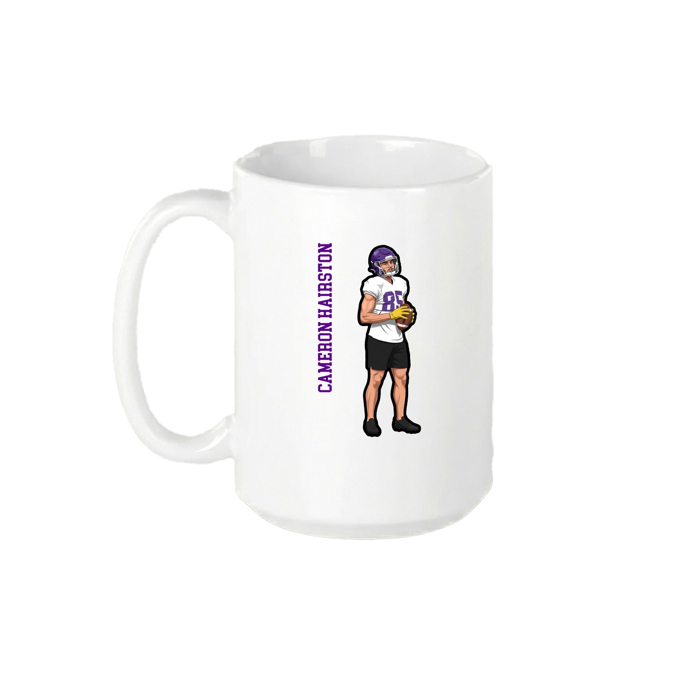 15oz Coffee Mug — Name Vertical in White