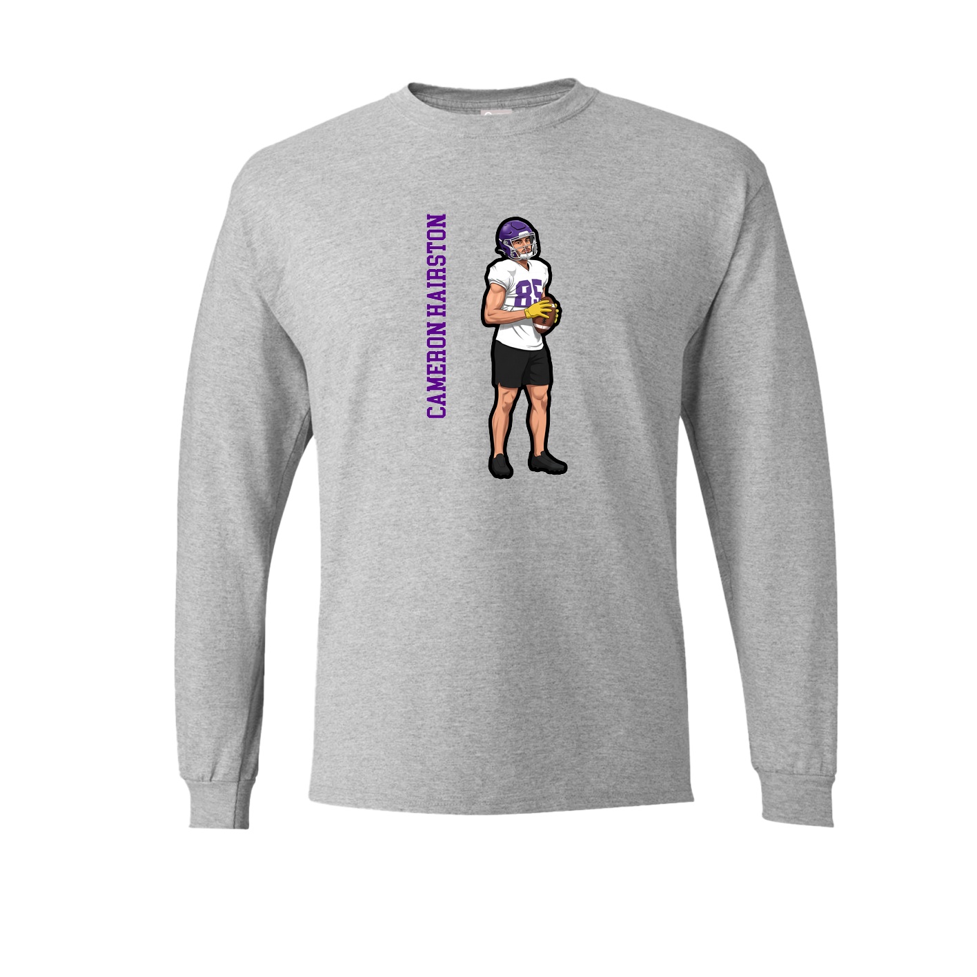 Long Sleeve Tee — Name Vertical in Grey
