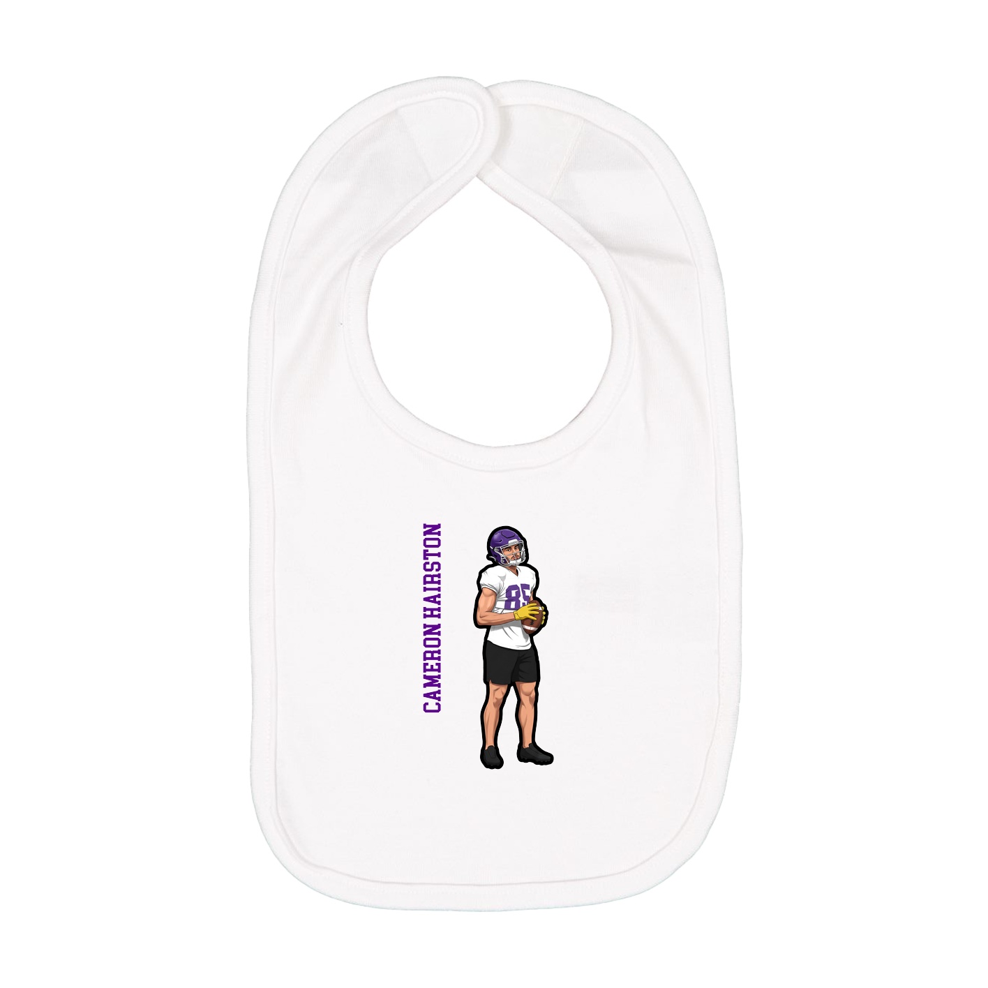 Infant Bib — Name Vertical in White