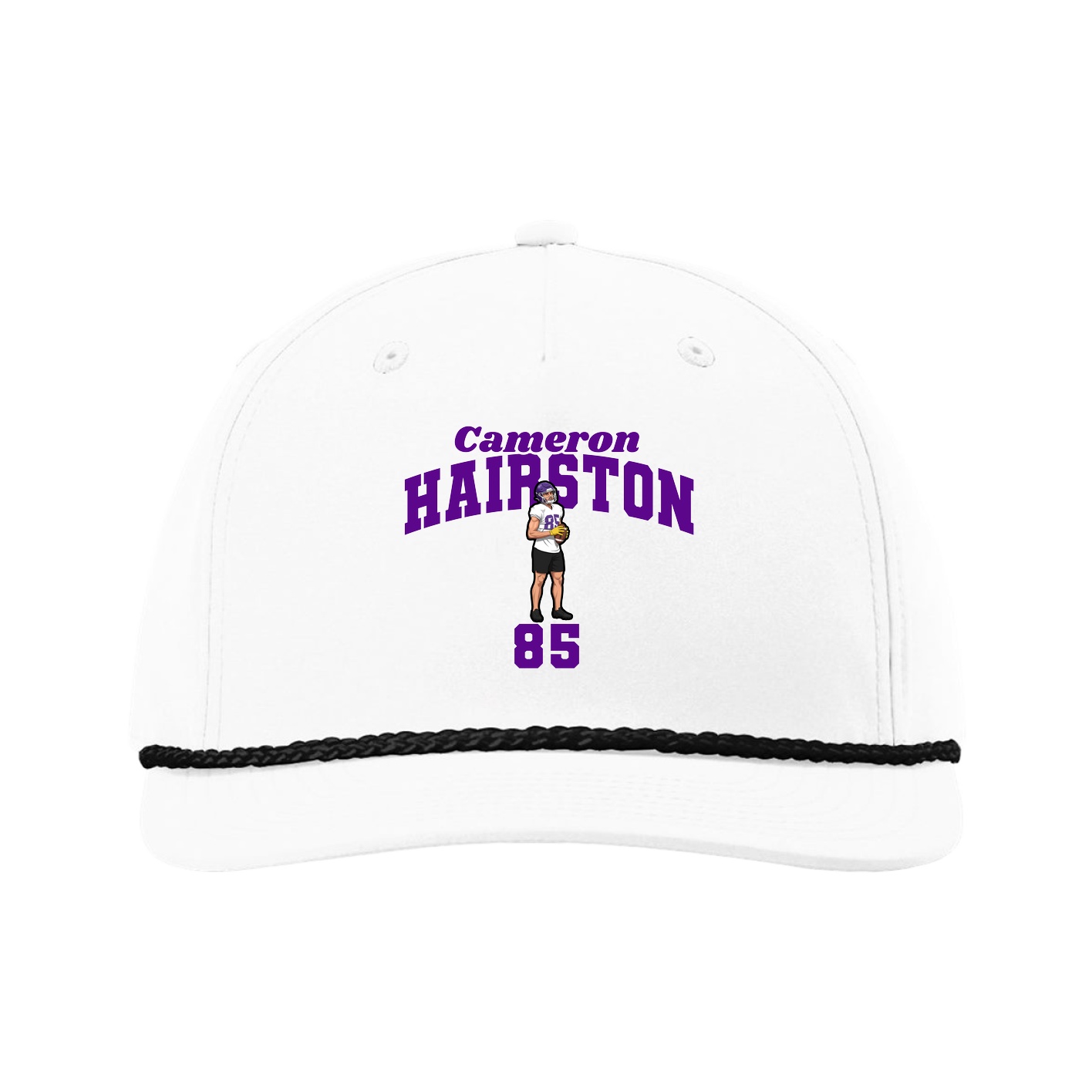 Five-Panel Classic Rope Cap — Signature Arch in White