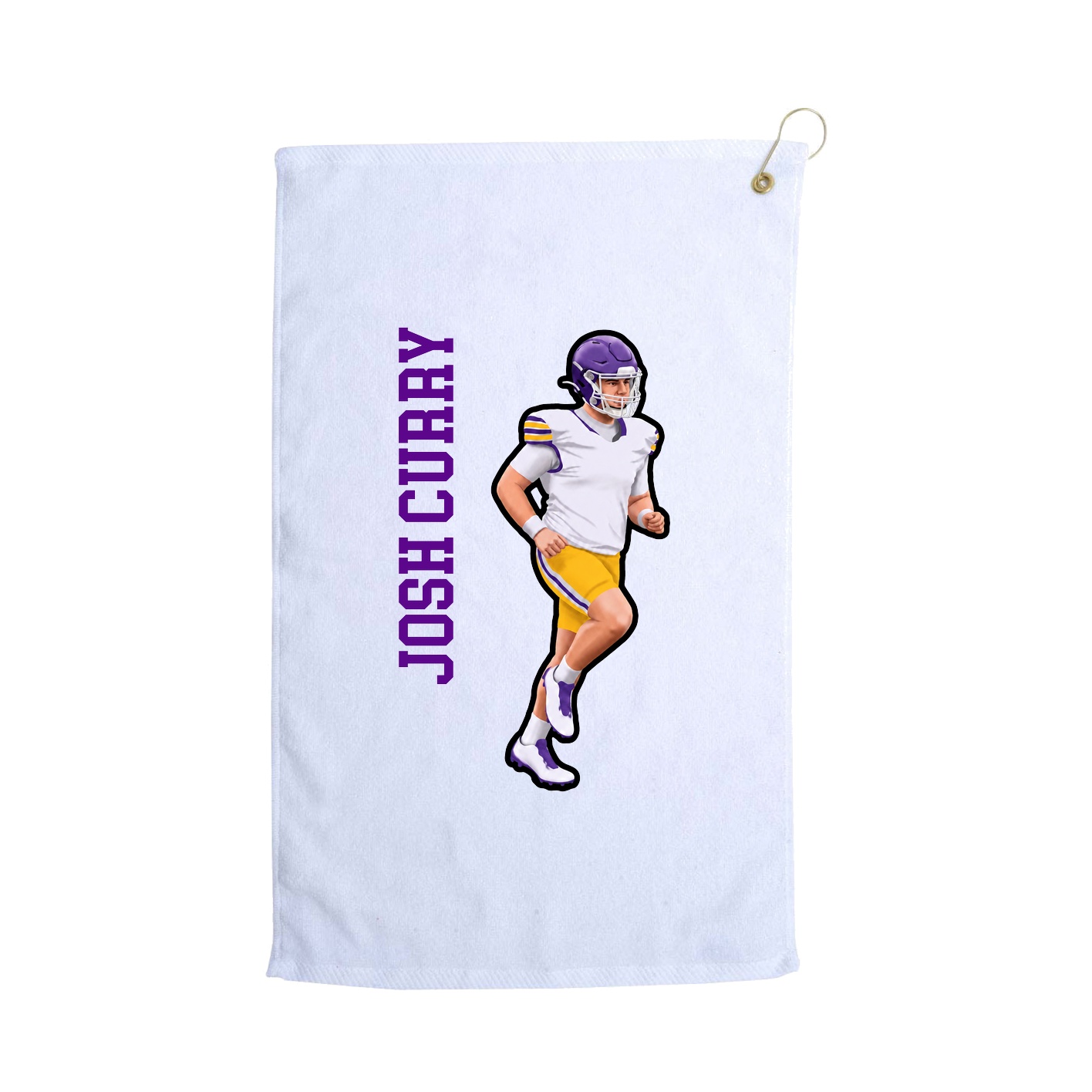 Golf Towel — Name Vertical in White