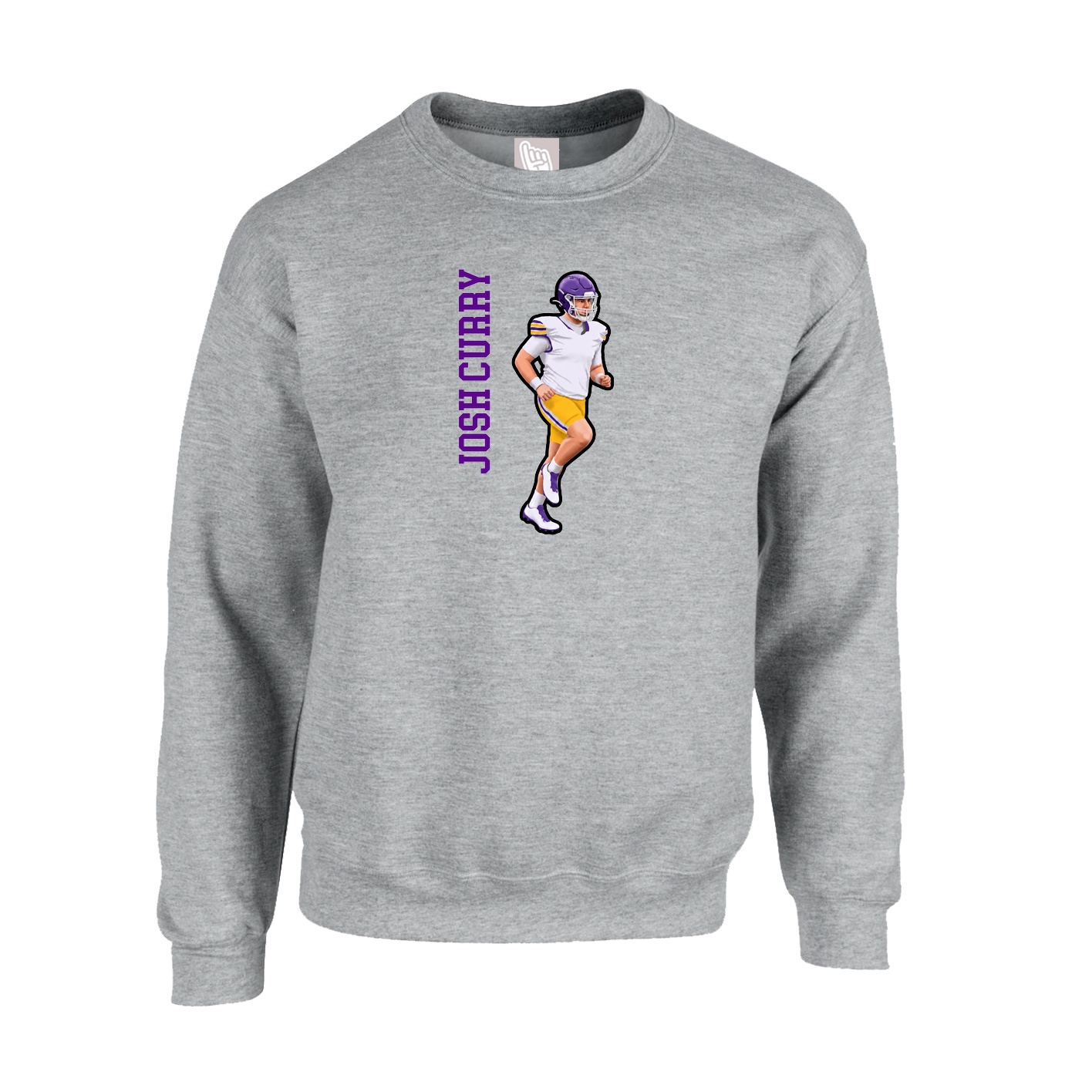 Fleece Crew — Name Vertical in Grey
