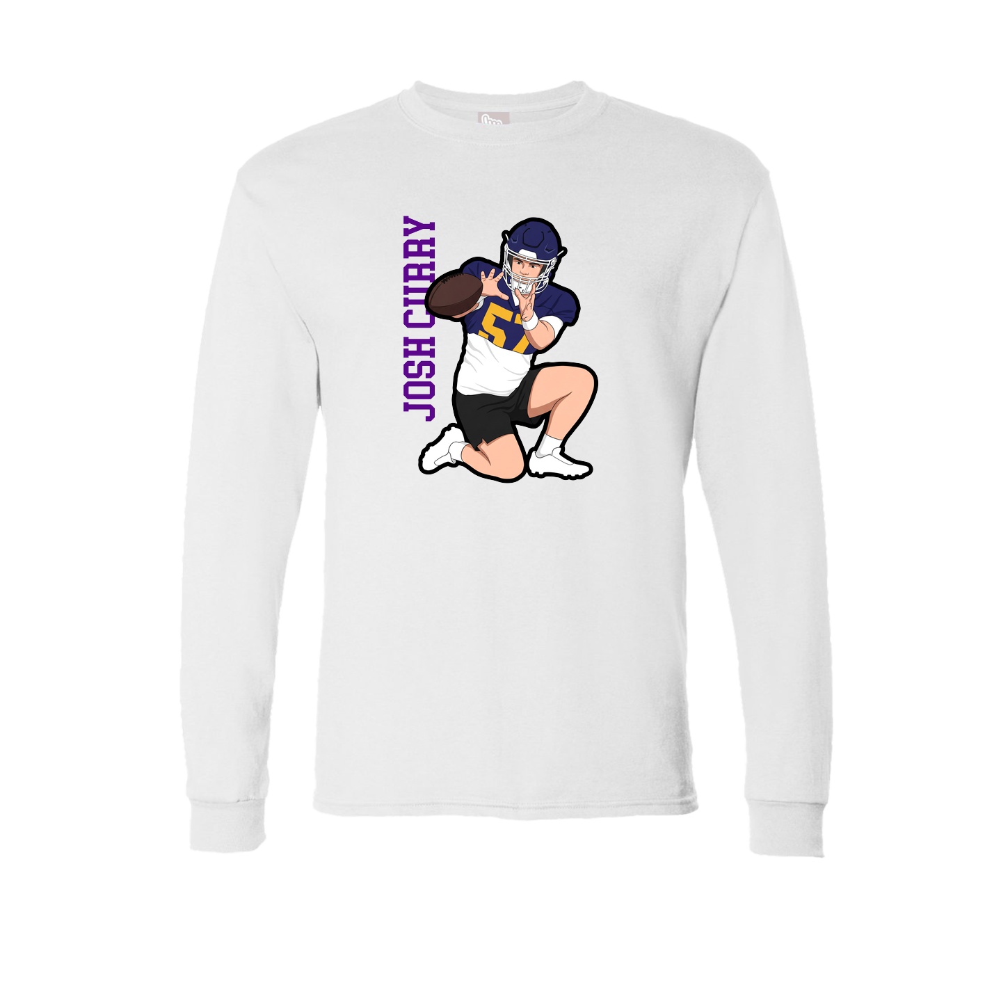 Long Sleeve Tee — Name Vertical in White