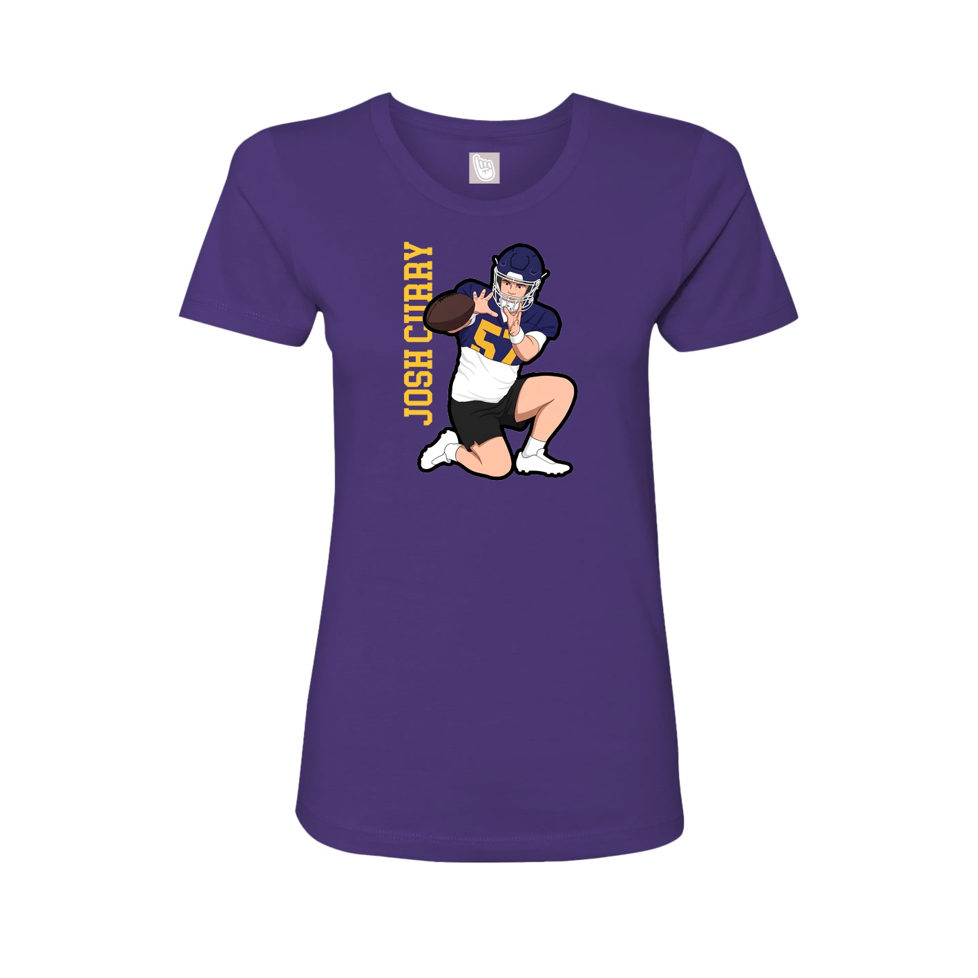 Fitted Women's Tee — Name Vertical in Purple