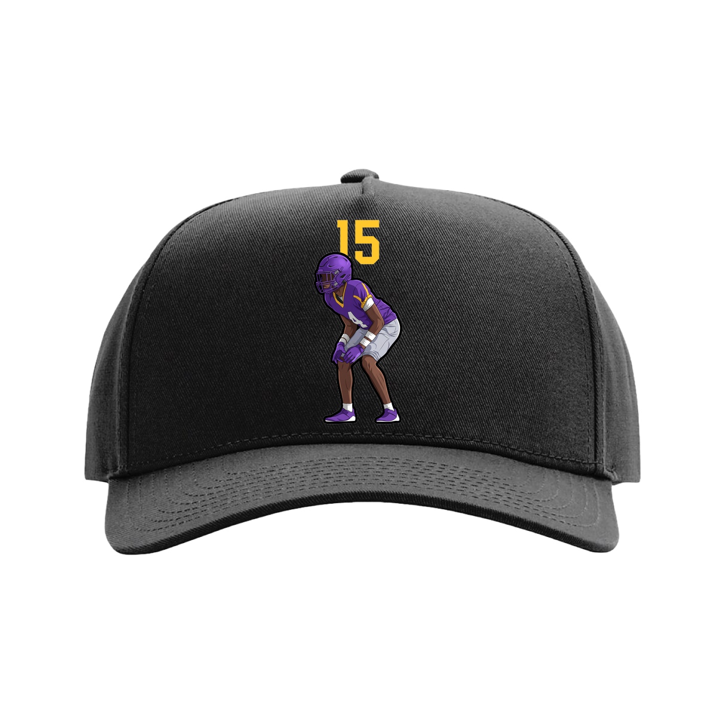 Full Fabric Five-Panel Champ Cap — Number Top in Black