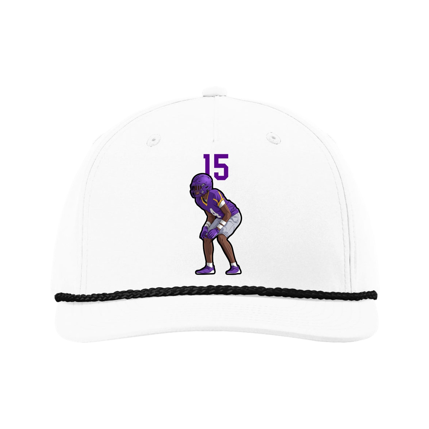 Five-Panel Classic Rope Cap — Number Top in White