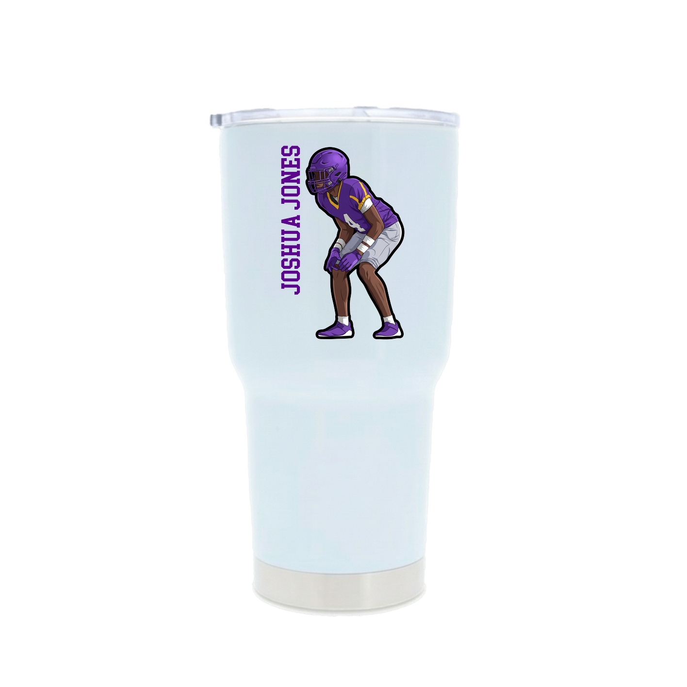 30oz Stainless Steel Tumbler — Name Vertical in White