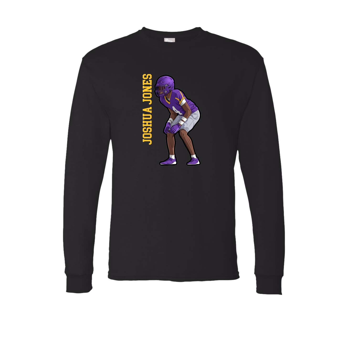 Long Sleeve Tee — Name Vertical in Black
