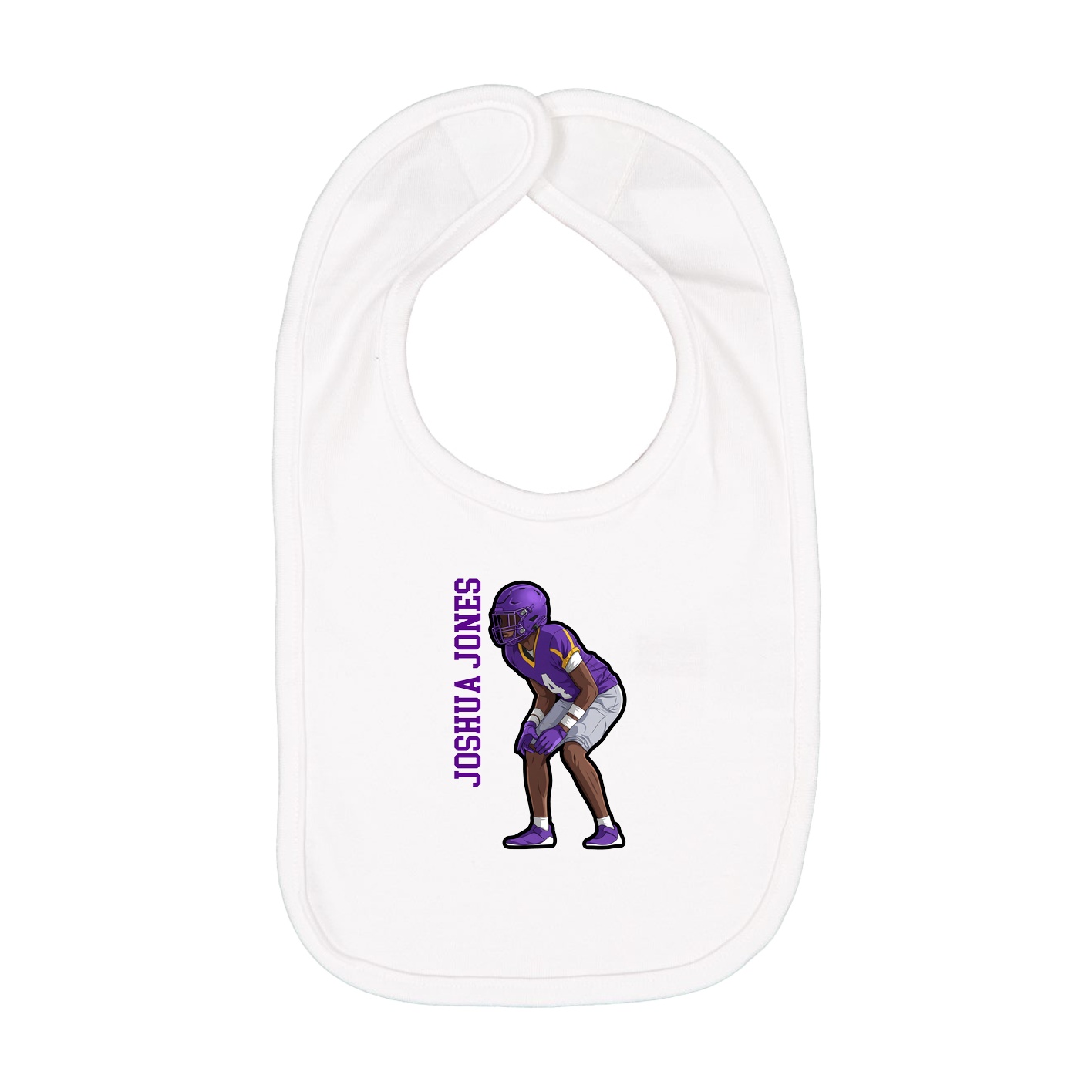 Infant Bib — Name Vertical in White