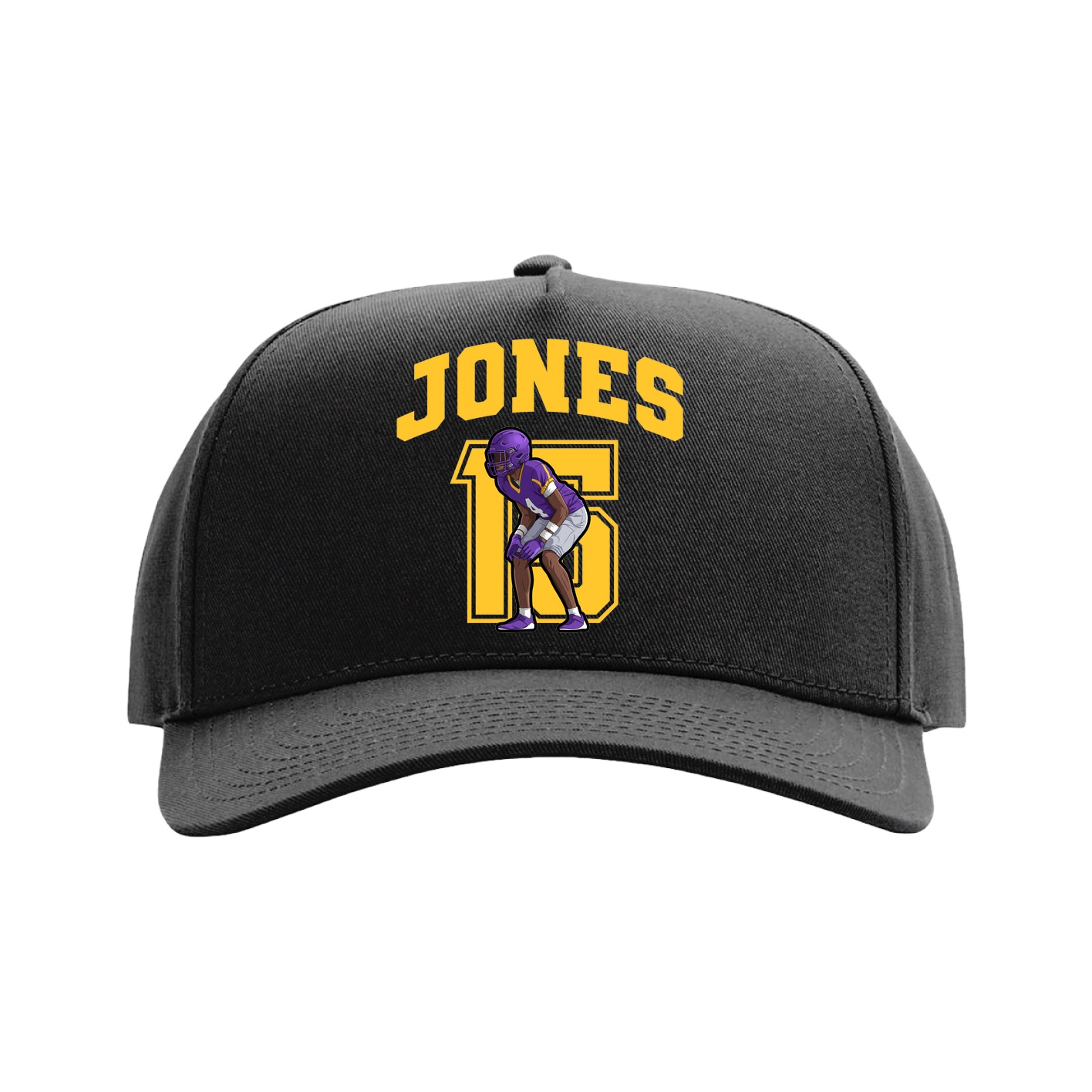 Full Fabric Five-Panel Champ Cap — Number in Black