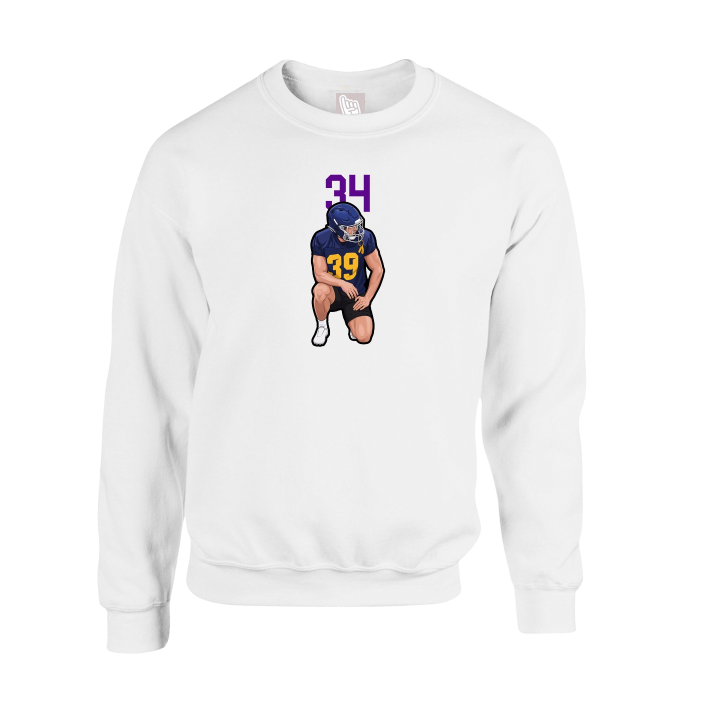 Fleece Crew — Number Top in White