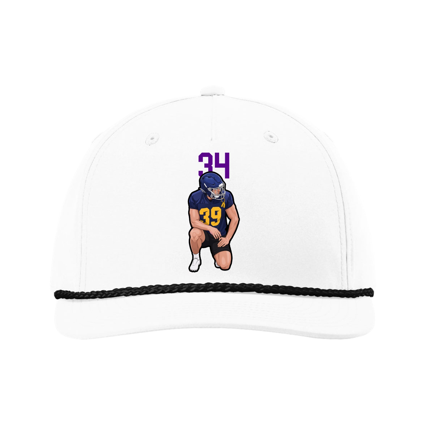 Five-Panel Classic Rope Cap — Number Top in White