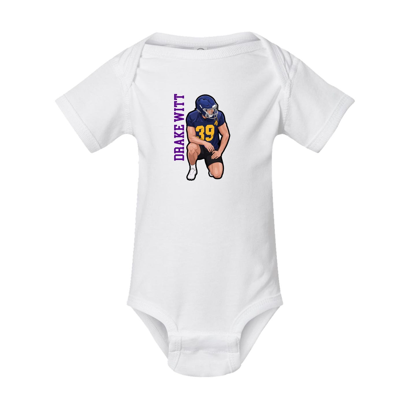 Baby Onesie — Name Vertical in White
