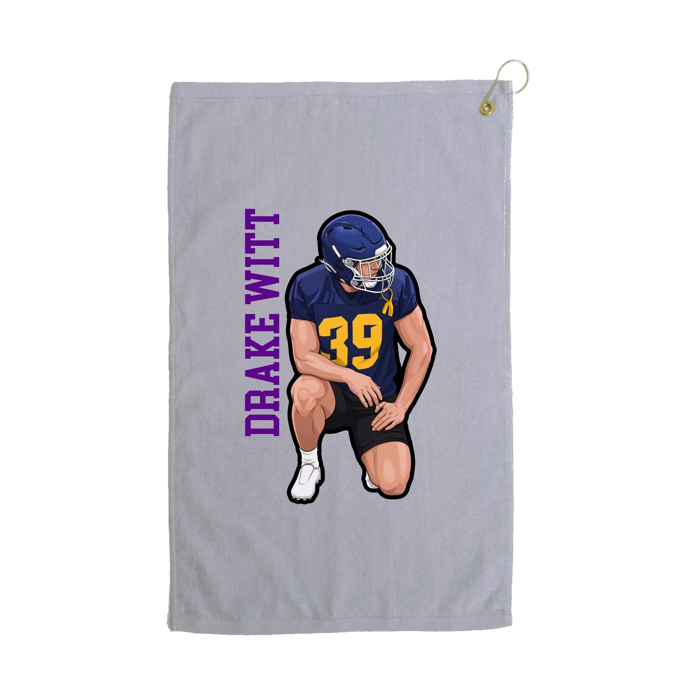 Golf Towel — Name Vertical in Grey