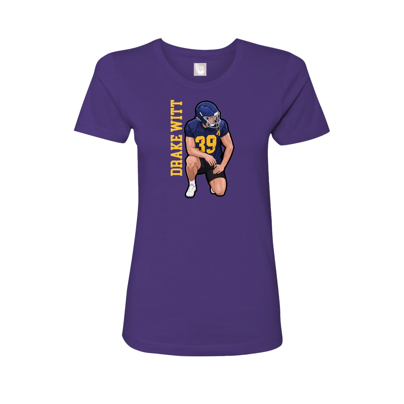 Fitted Women's Tee — Name Vertical in Purple