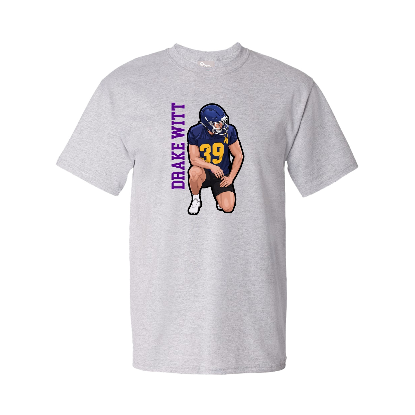 Youth Tee — Name Vertical in Grey