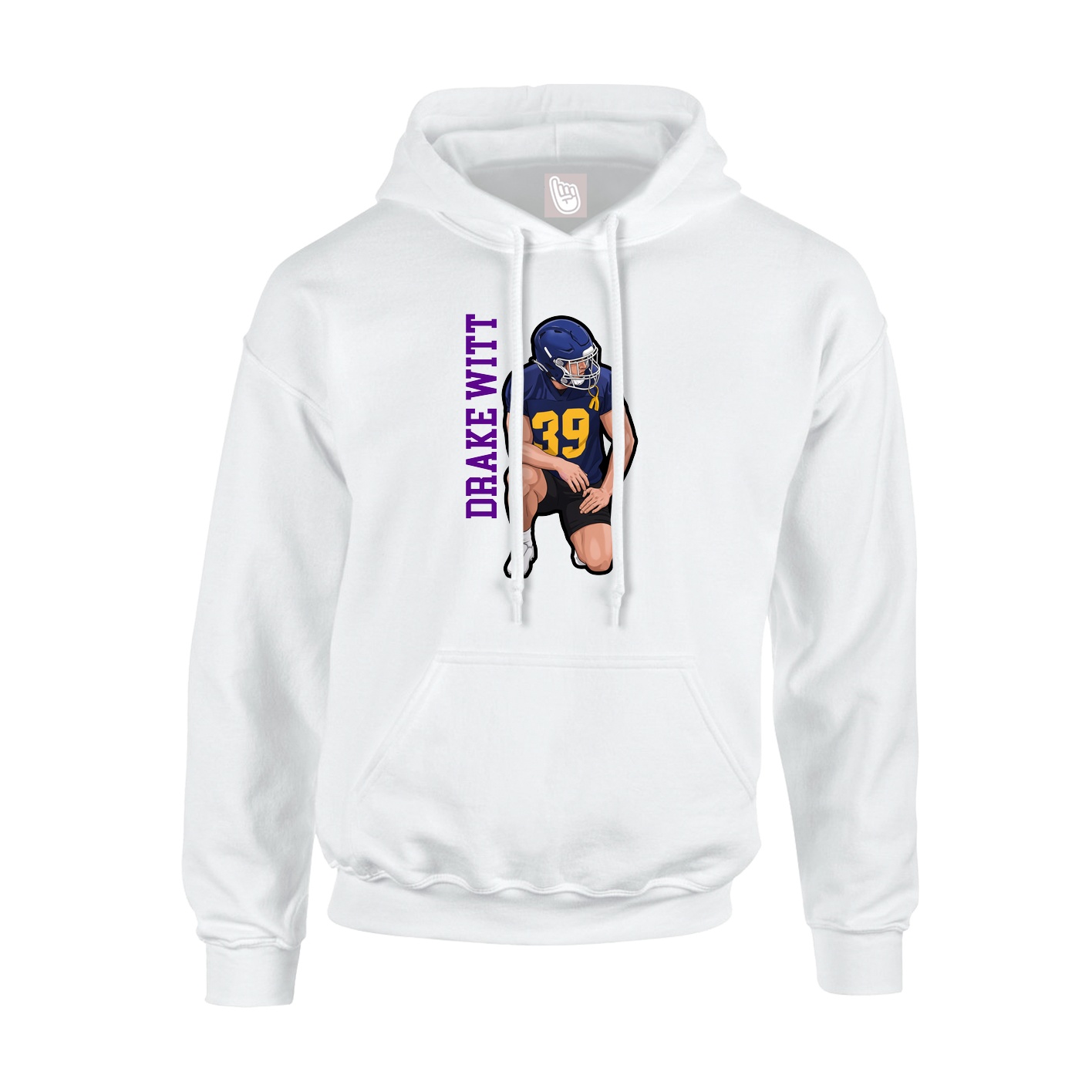 Hoodie — Name Vertical in White