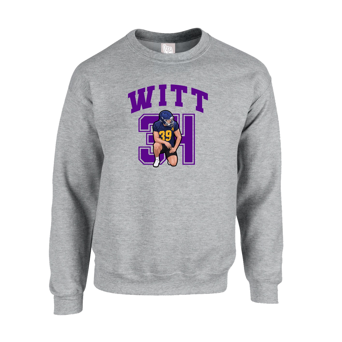 Fleece Crew — Number in Grey