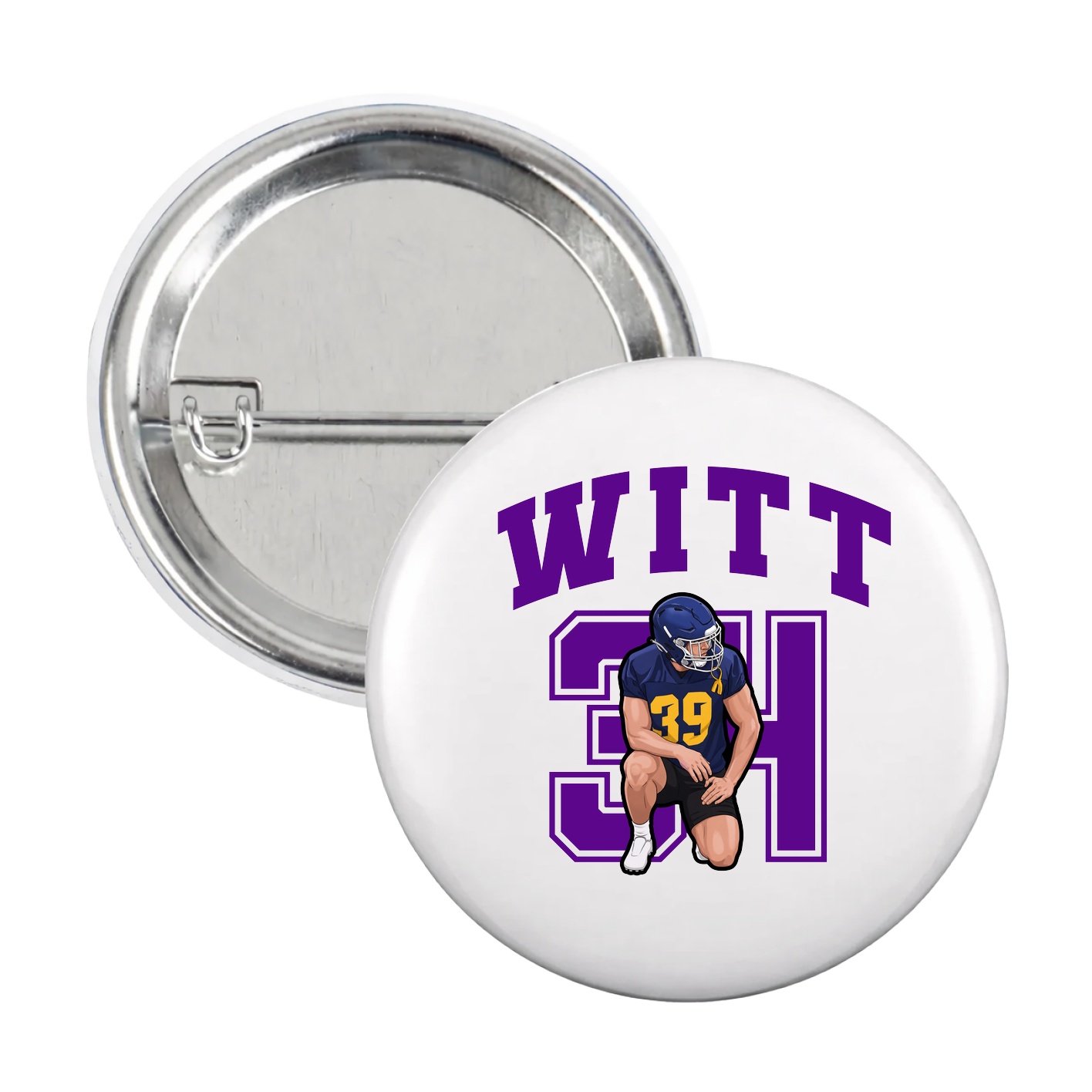 Game Day Button — Number in White