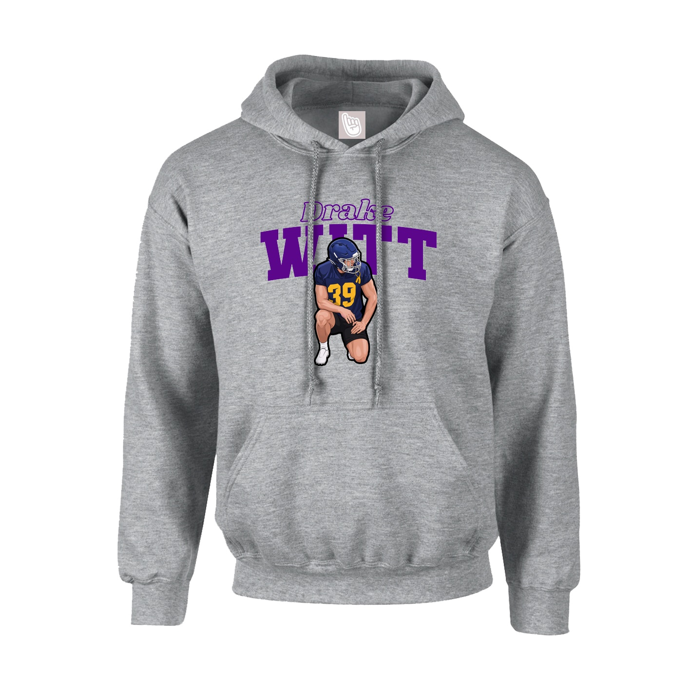 Hoodie — Name Arch in Grey