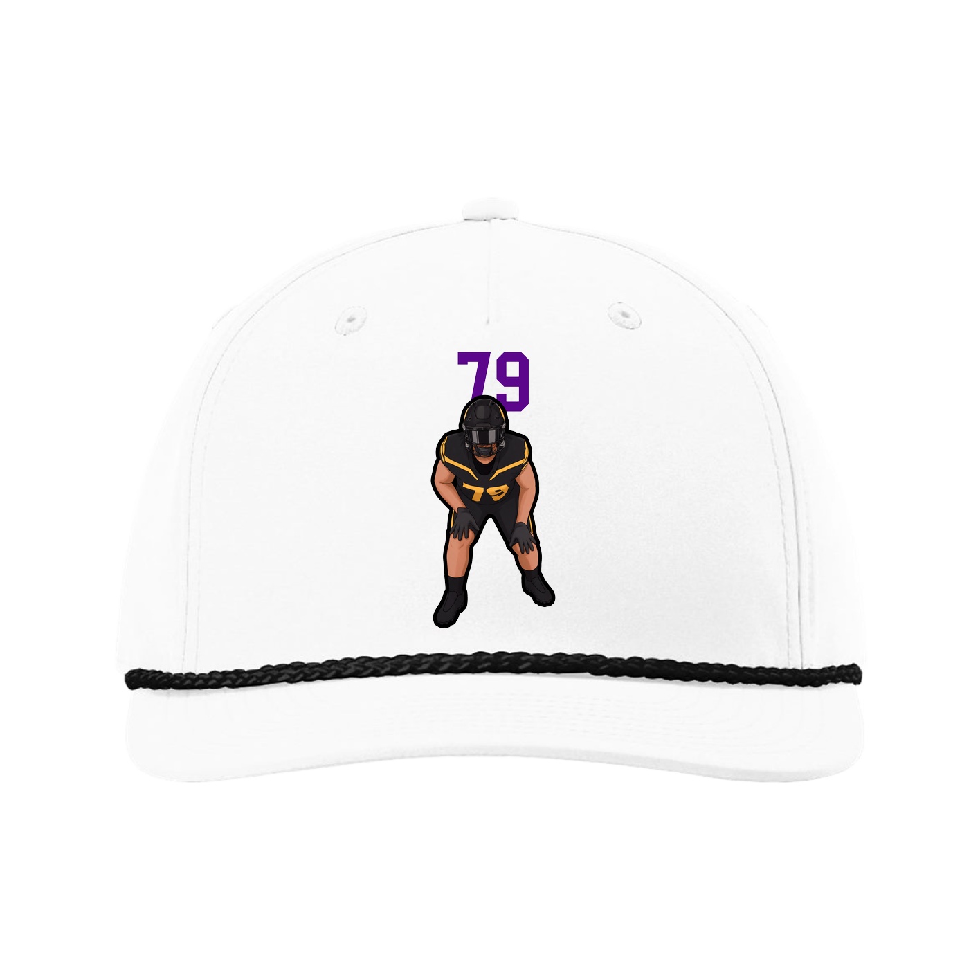 Five-Panel Classic Rope Cap — Number Top in White