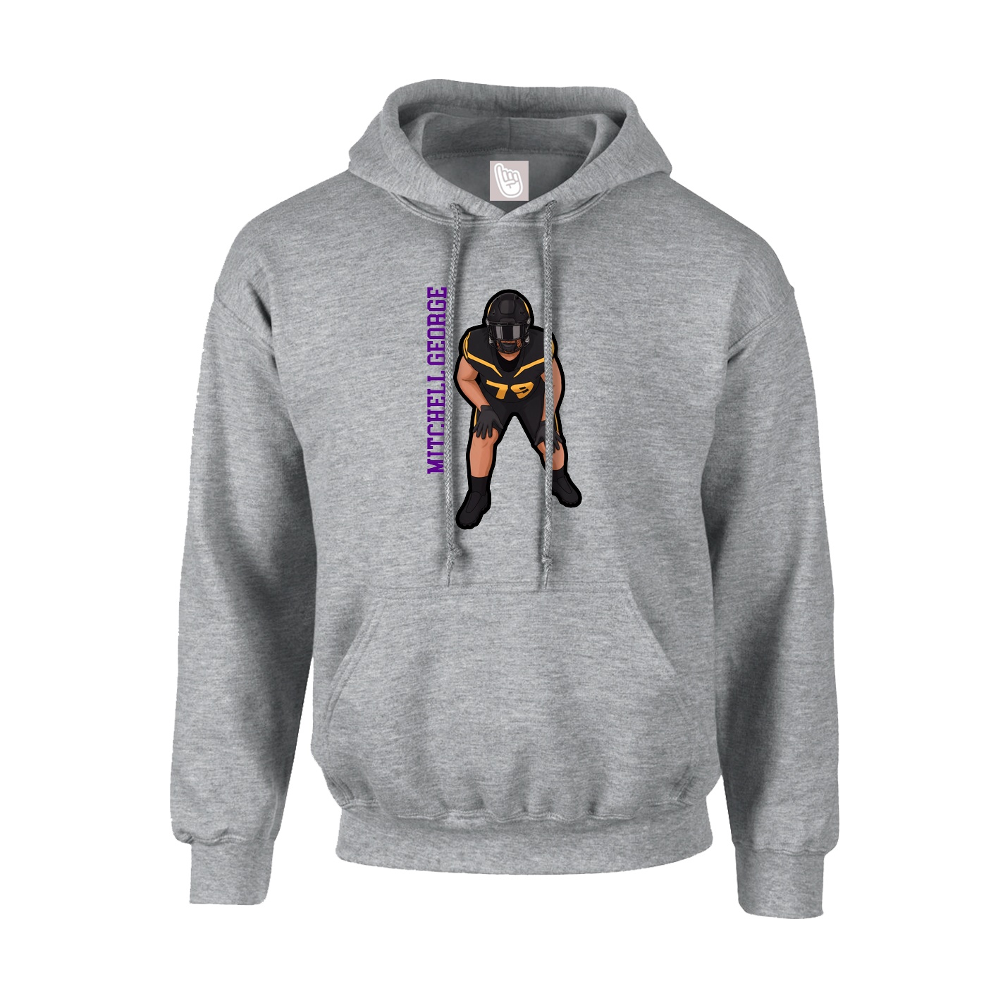 Youth Hoodie — Name Vertical in Grey