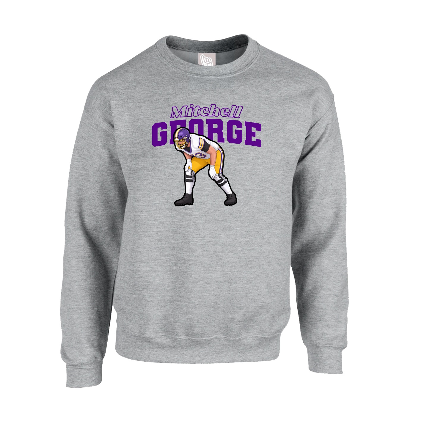 Fleece Crew — Name Arch in Grey
