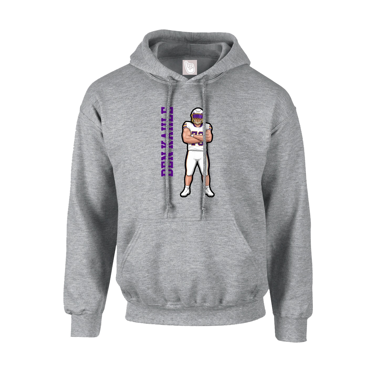 Youth Hoodie — Name Vertical in Grey