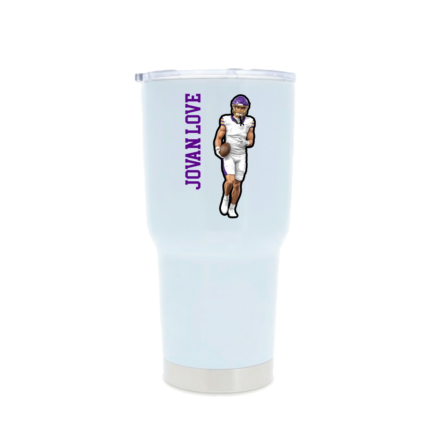 30oz Stainless Steel Tumbler — Name Vertical in White