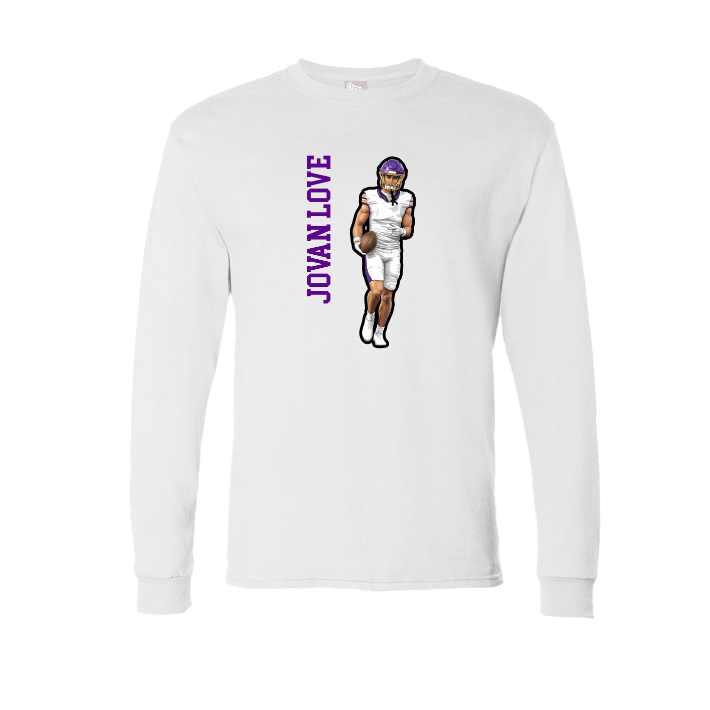 Long Sleeve Tee — Name Vertical in White