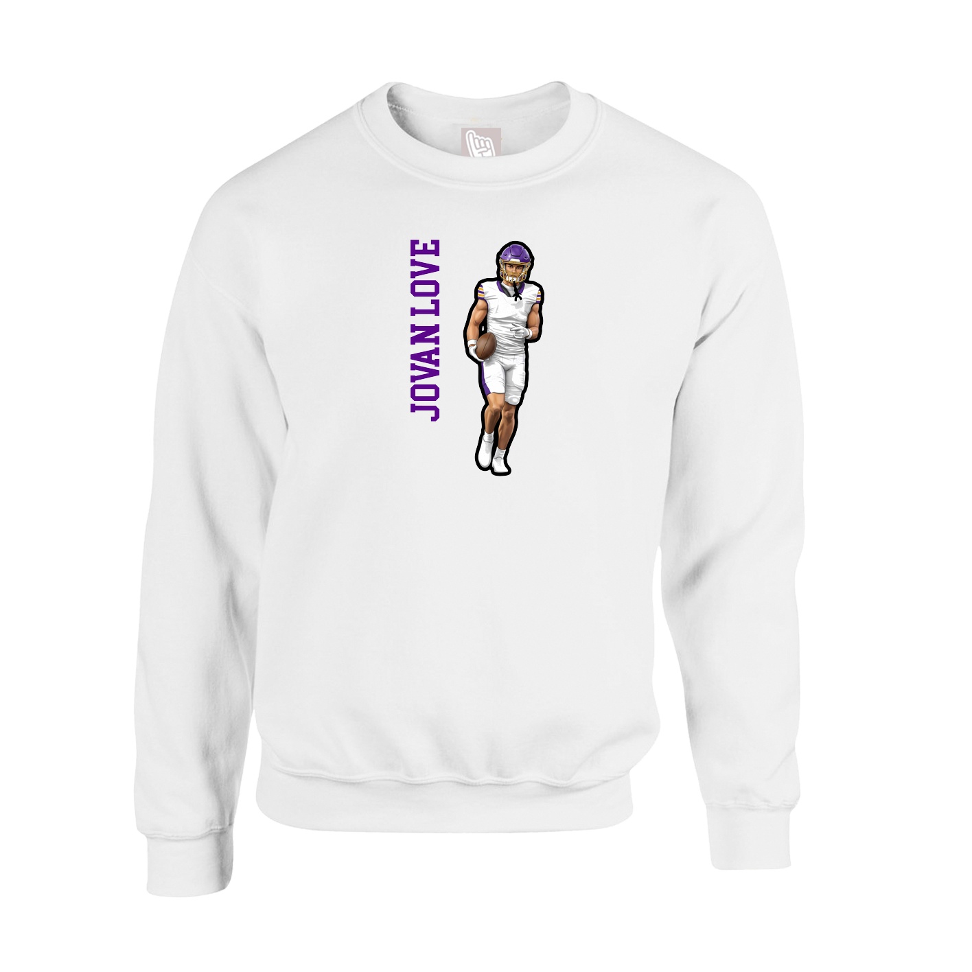 Fleece Crew — Name Vertical in White