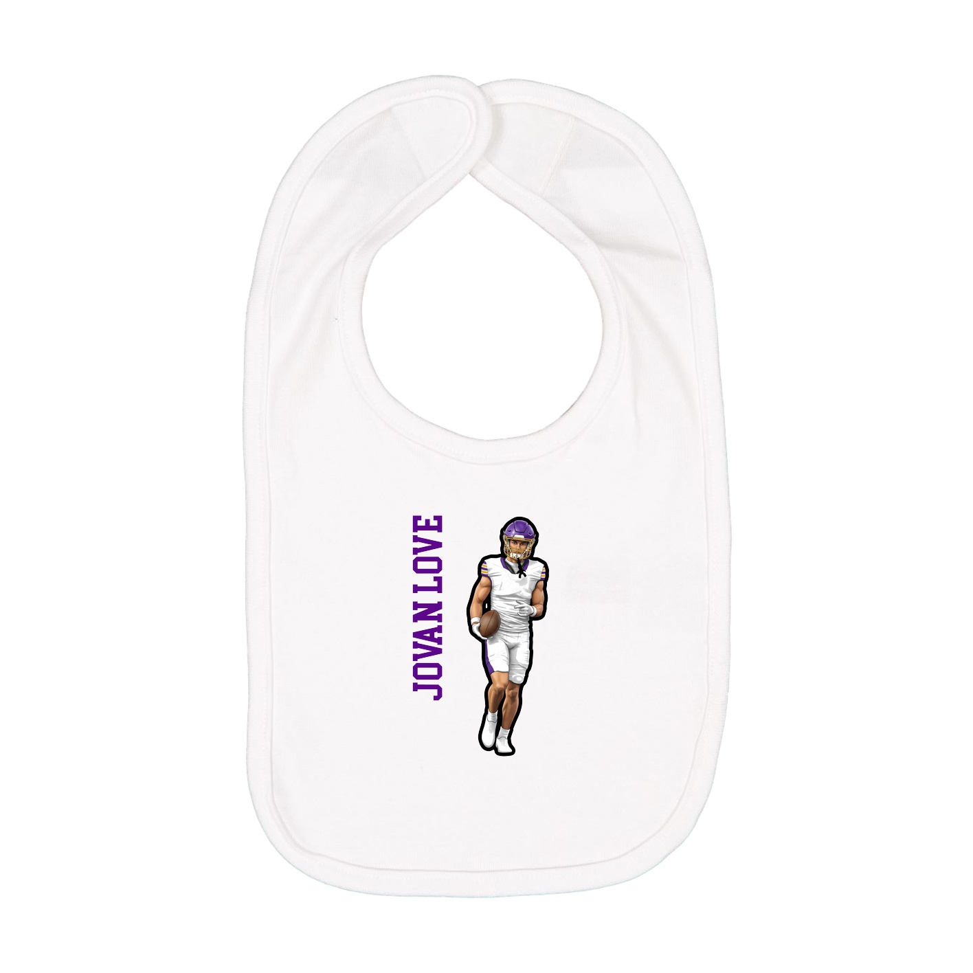 Infant Bib — Name Vertical in White