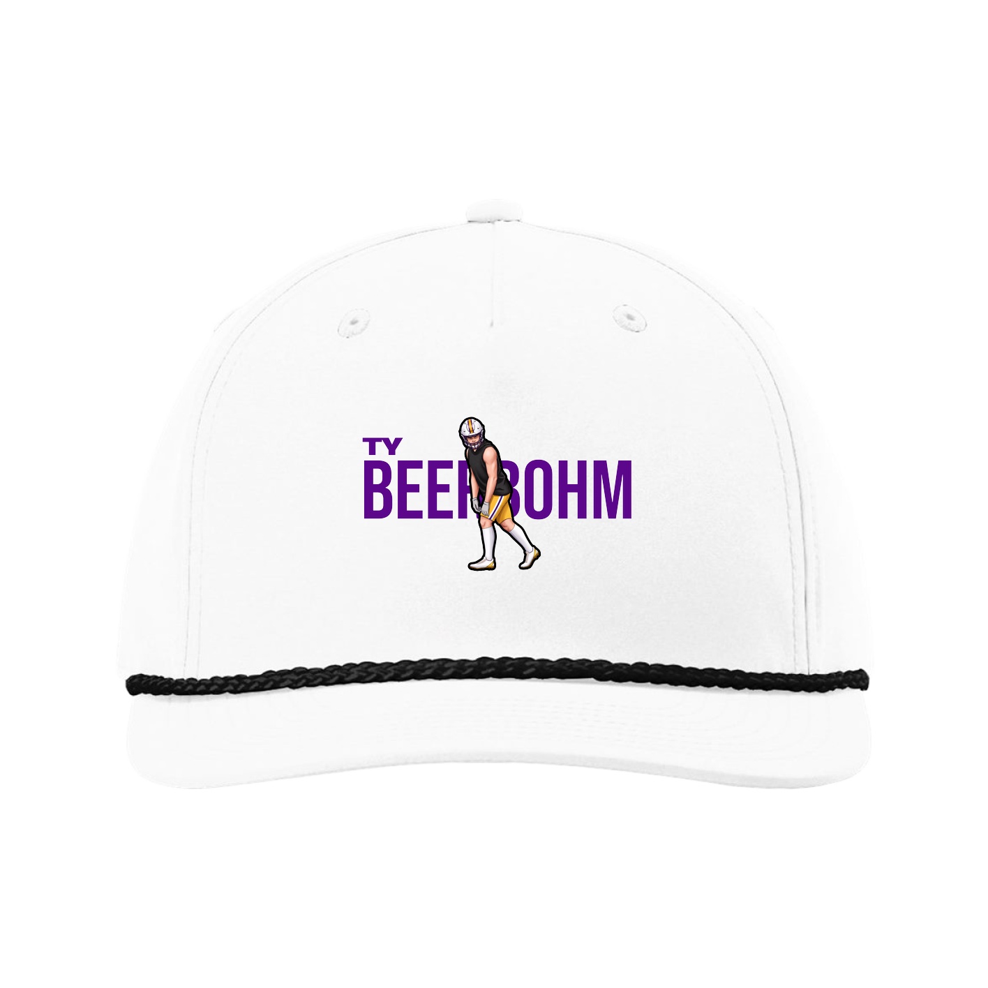 Five-Panel Classic Rope Cap — Player Name in White