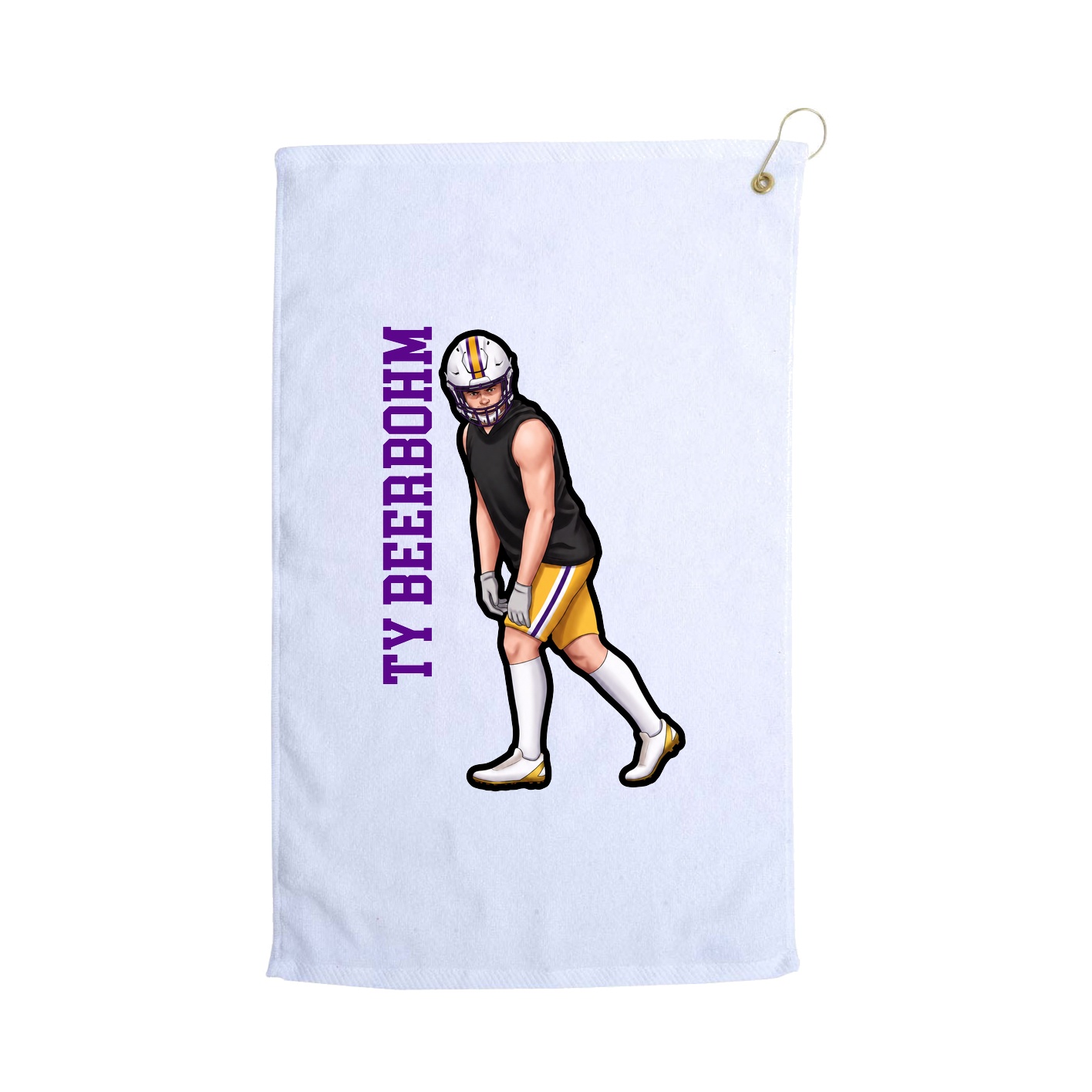 Golf Towel — Name Vertical in White