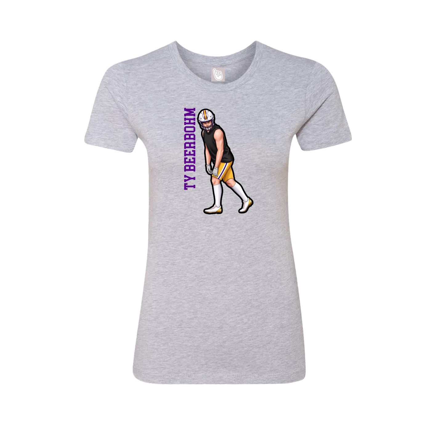 Fitted Women's Tee — Name Vertical in Grey
