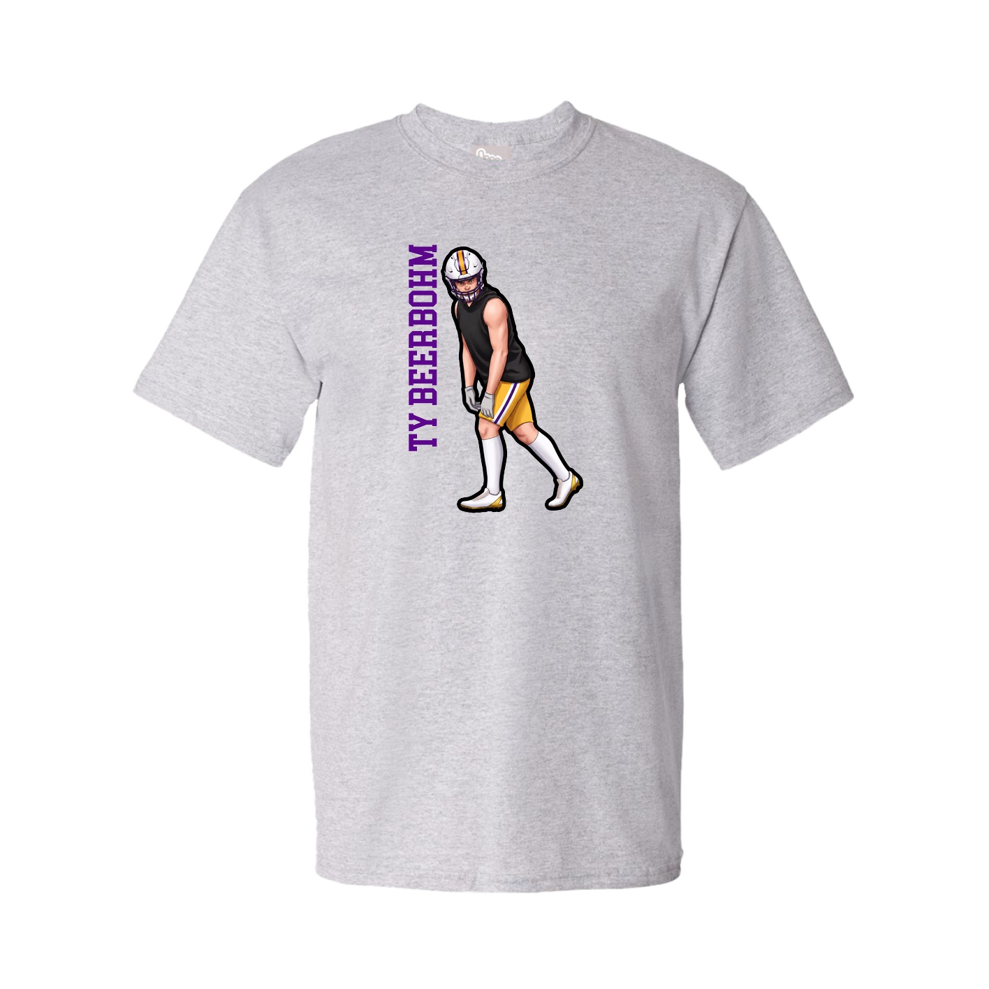Youth Tee — Name Vertical in Grey